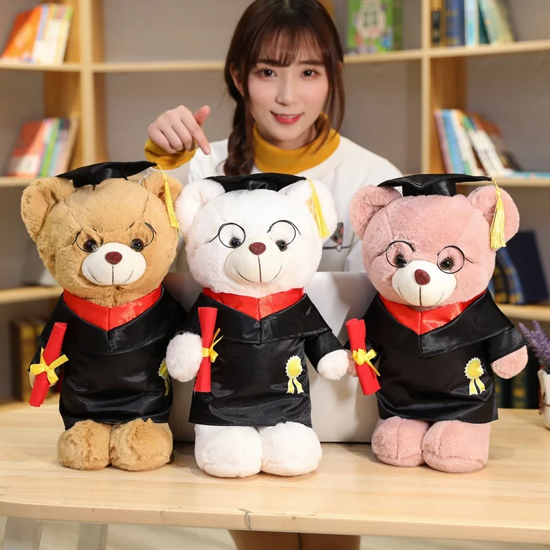 40cm Cute Standing Dr. Bear Plush Toy Stuffed Soft Kawaii Teddy Bear Doll Home Decor Graduation Gifts for Kids Children Girls