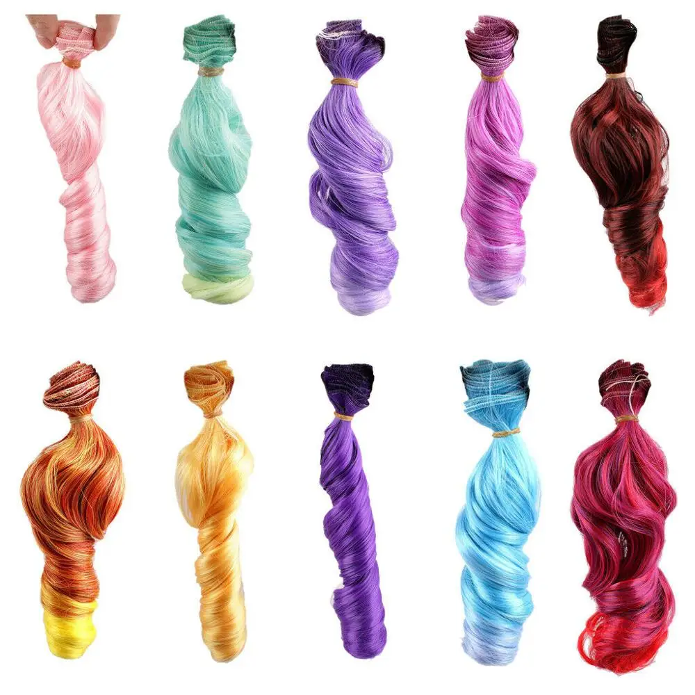 [wamami] 2PCS Wig BJD Doll Diy High-Temperature Wire Handmade Curly Wigs Hair Multicolor