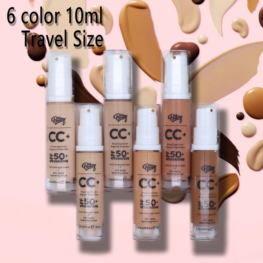 SPF50 Travel Size 10ML CC Cream Makeup Base Foundation Skin Brighten Cream Whitening Cosmetics Sunscreem Concealer