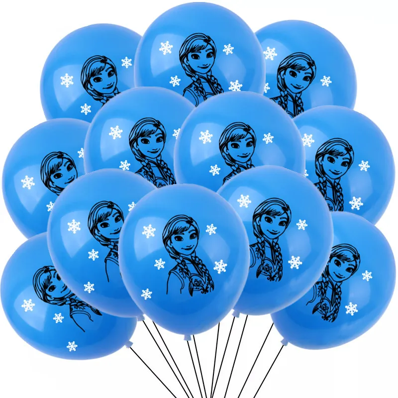 12pcs Frozen Theme Snow Queen 12 Inch Latex Balloons Girls Birthday Party Decorations Toys For Kid Baby Shower Party Supplies