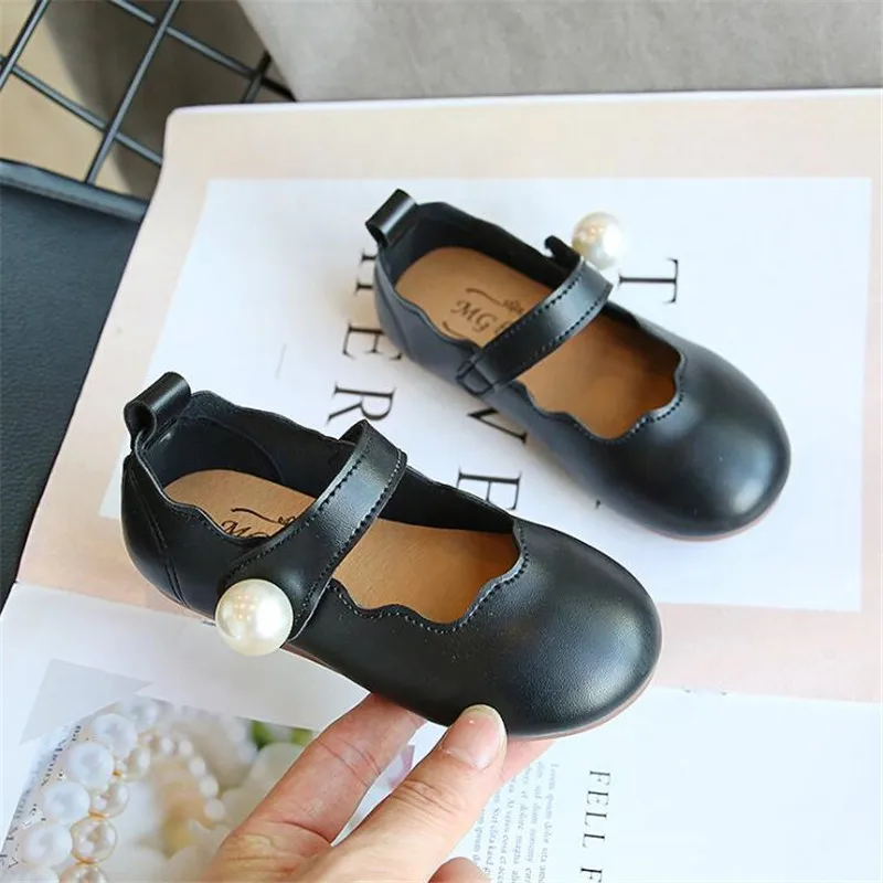 

Girls Leather Shoes New Fashion Children's Princess Dance Shoes Kid Performance Pearl Shoes