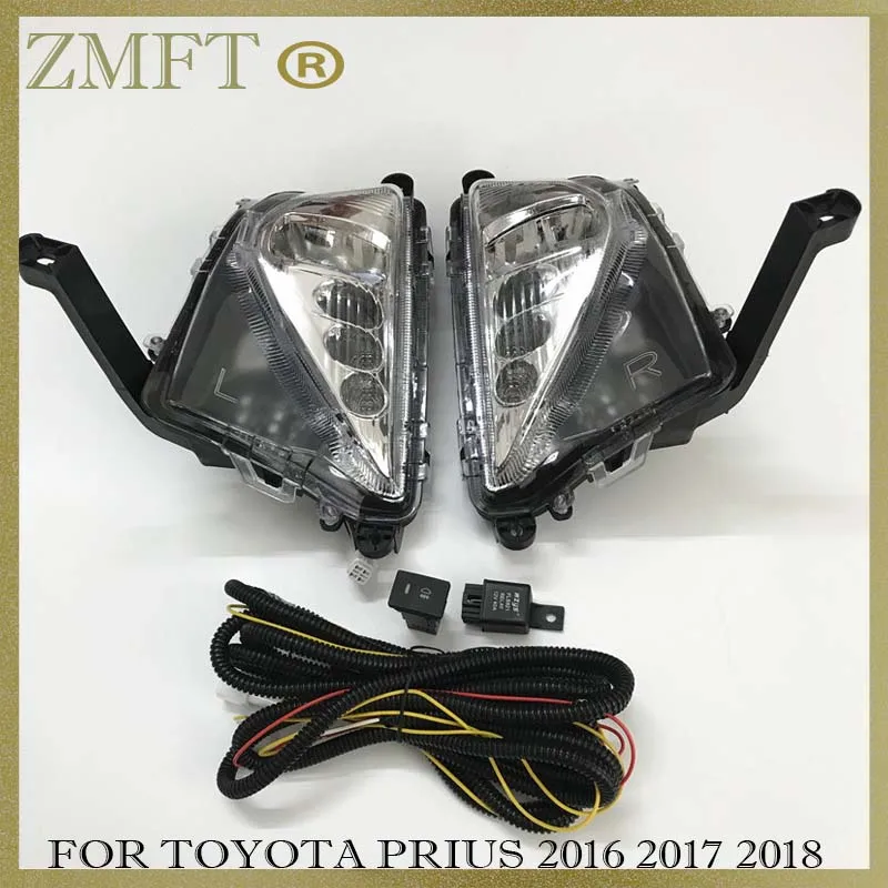 

1Set Car Front Bumper Fog Lamp For TOYOTA PRIUS 2016 2017 2018 LED Fog Light DRL Daytime Running Light With Turning Light