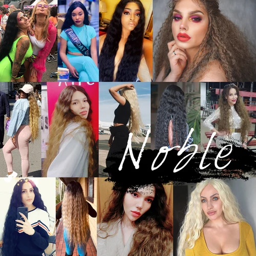 Imagen 2 del producto Noble-pelucas de encaje sintético para mujeres negras, pelo largo y rizado de 42 pulgadas, Rubio degradado, peluca frontal de encaje sintético para Cosplay