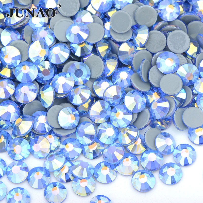 JUNAO Bulk Package Design SS6 8 10 16 20 30 Hotfix Glass Rhinestones Flatback Round Stone Iron On Strass For Clothes Decoration