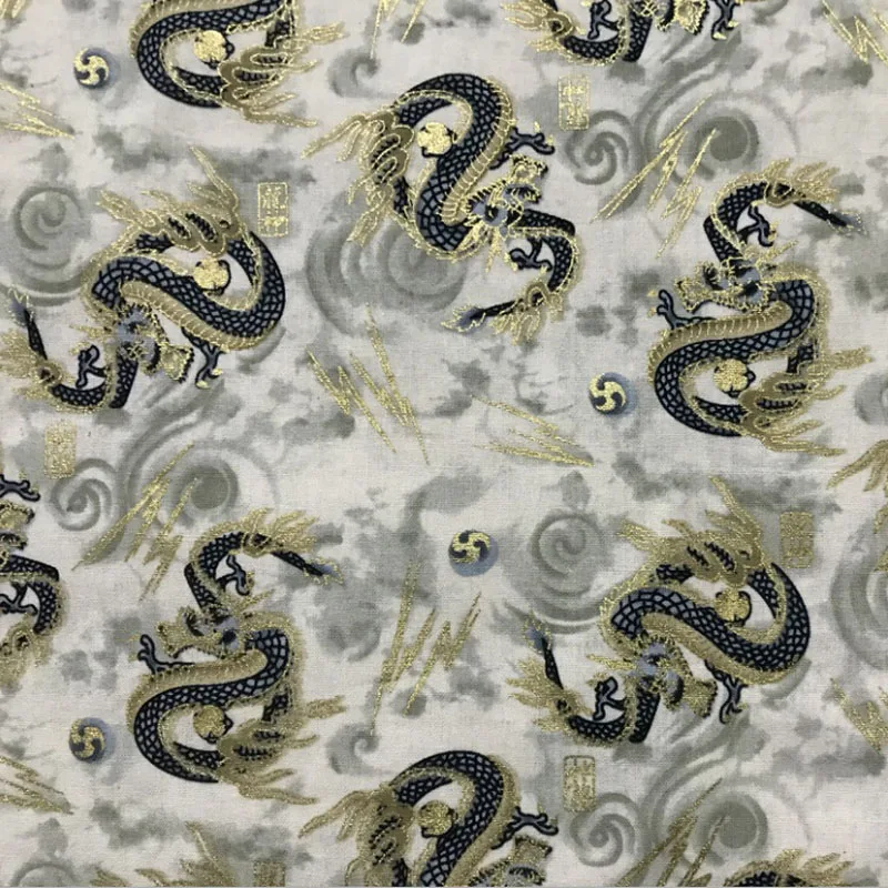 High Quality Dragon Japanese Kimono fabric black print cotton diy fabric for Sewing Clothing Waistband Patchwork material