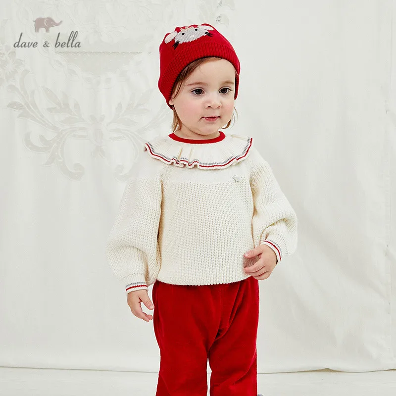 

DB14802 dave bella winter baby girls Christmas striped star knitted sweater kids fashion toddler boutique tops