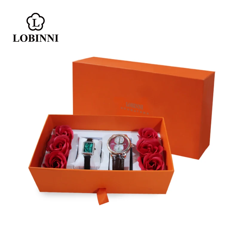 LOBINNI Top Brand Man Woman Christmas Gift Automatic Mechanical Watch Lovers Watches Couples Seagull Movement Пара смотреть