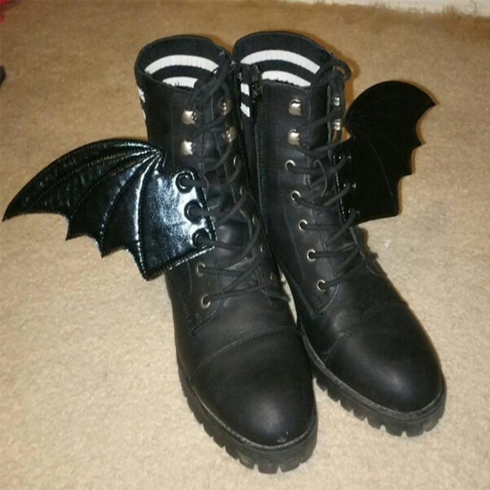 Personality PU Shoe DIY Accessories Big Bats Black Shoe Wings Ornament Show Halloween Bat Party Fun Skate Shoes DIY Decorations