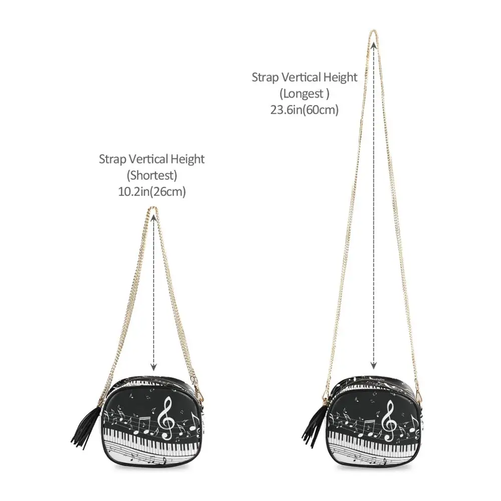 ALAZA Leather Crossbody Bags For Women Chain Messenger Shoulder Bag Music Note Piano Ladies Purses and Handbags Cross Body 2020