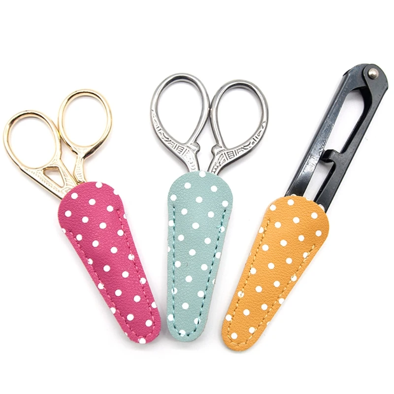 

2024 Safety Scissors Protective Cover Polka Dot Embroidery Scissors Sheath Cover Sewing Scissor Sheath Protective Storage Bag