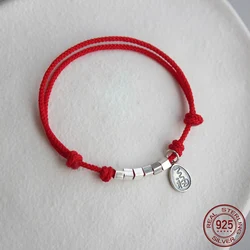 La Monada 13-18cm FU Red Thread For Hand 925 Sterling Silver Bracelet Women Rope Red Thread Bracelets For Women Silver 925