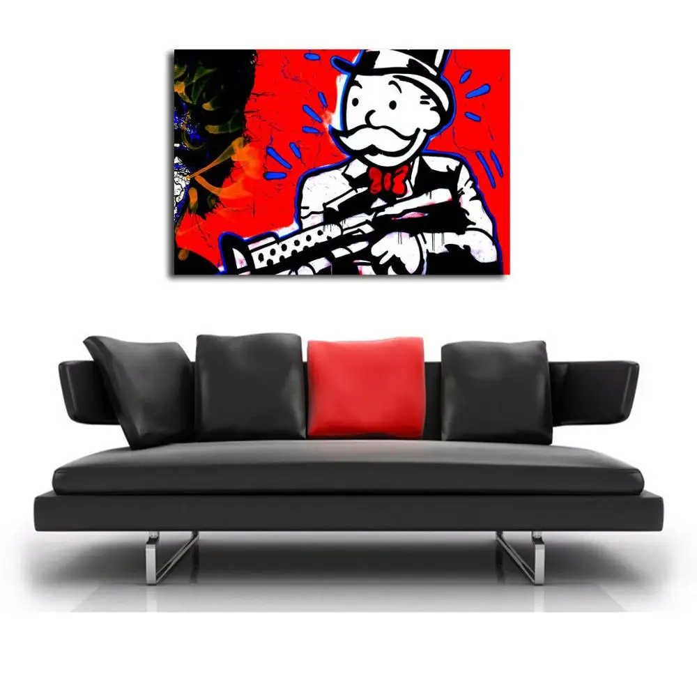 

Alec Monopolys Gun Abstract Wall Art Oil Painting Poster Canvas Painting Print Pictures for Living Room Home Decor