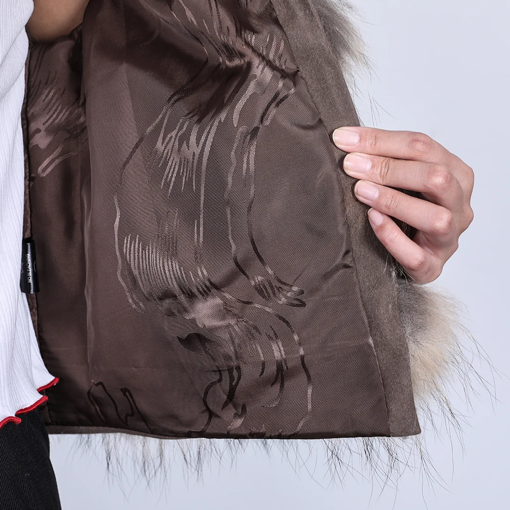 MAOMAOKONG 2023 Natural Real Fox Fur Coat Real Fur Coat 100% Real Natural Raccoon Fur Women's Jackets Winter Vest Fashion Luxury