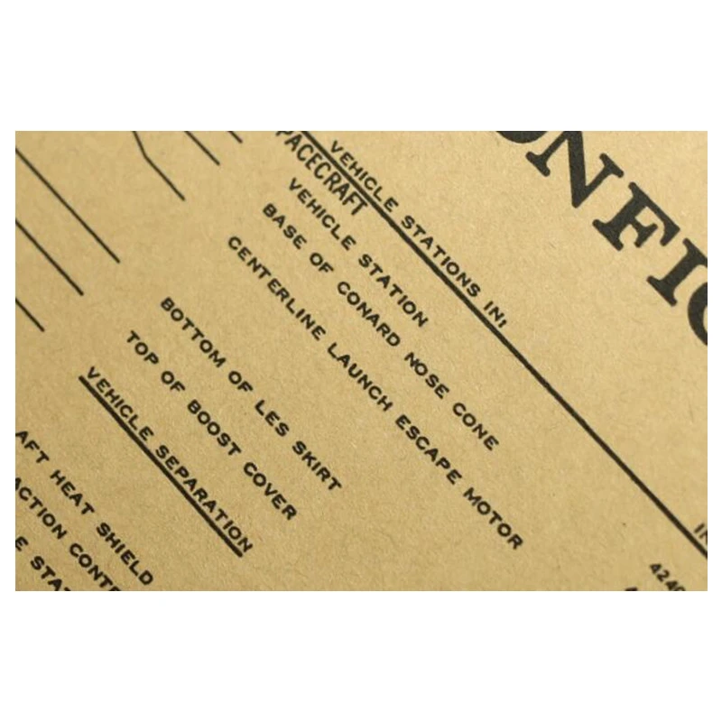 Vintage Saturn V Rocket Configuration Drawing Poster Room Decoration Stickers Wall Decor Kraft Paper Wall Sticker Posters