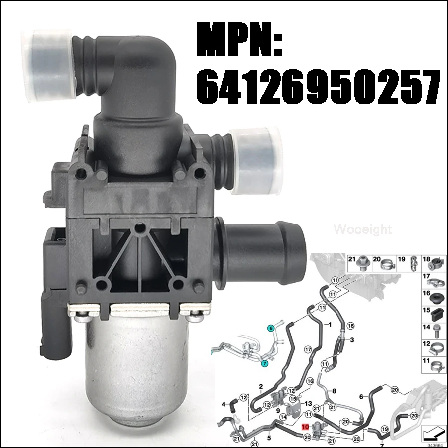 Wooeight 64126950257 OEM HVAC Coolant Control Valve For BMW E70 E71 F15 F16 F85 F86 X5 X6 1147412194 Car Auto Accessories