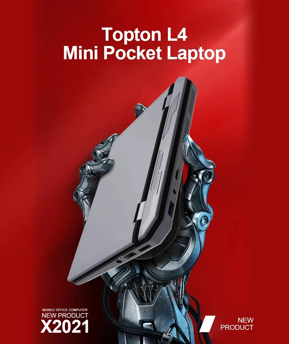 Topton Fanless Mini Pocket Laptop 7 Inch Touch Screen Intel N4000 12GB DDR4 Computer Office Ultrabook 2.0MP Windows 11 Notebook