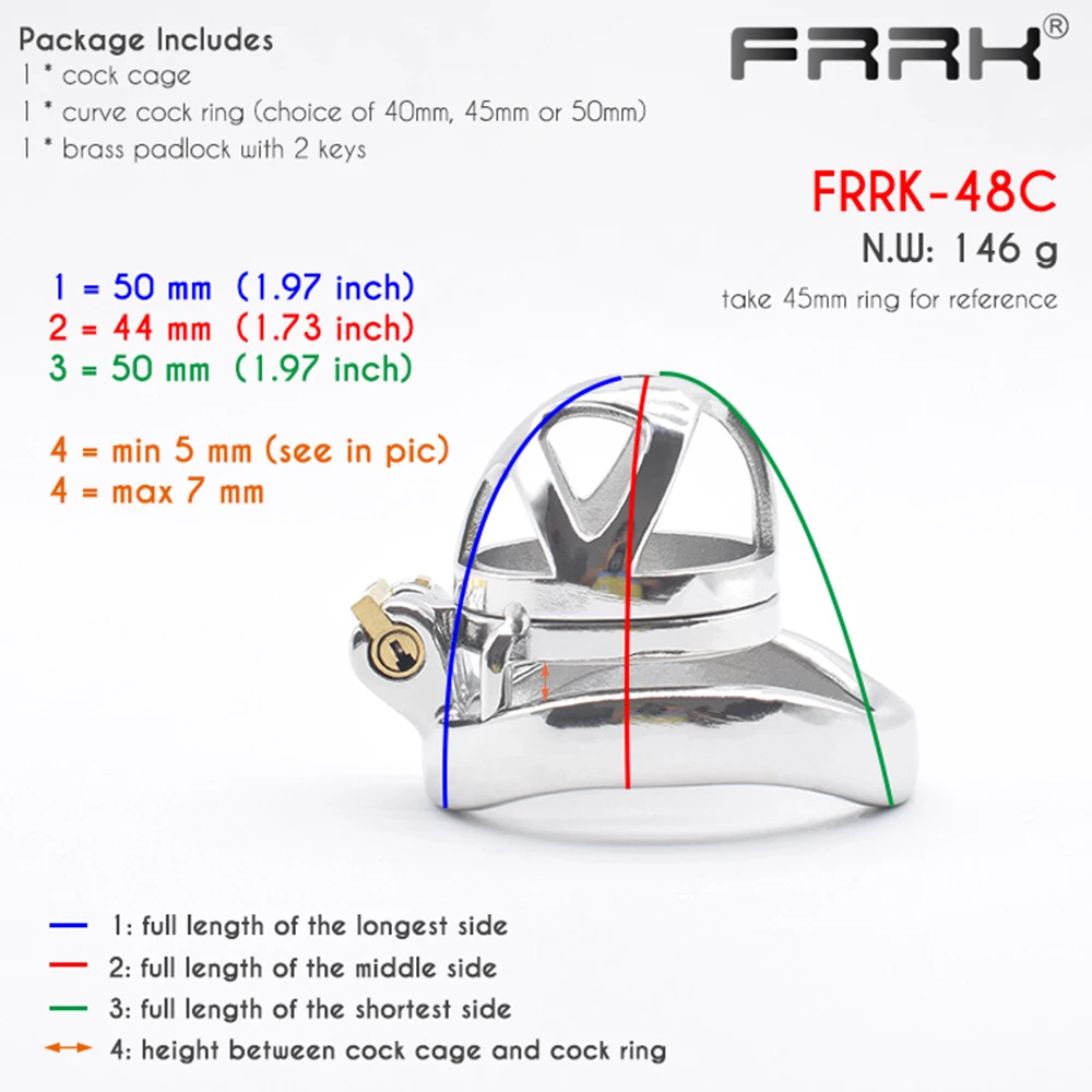 FRRK Small Chastity Belt Lock for Men Metal Cock Cage with Urethral Tube Steel Male Bondage Device Adult Games Erotic Penis Ring