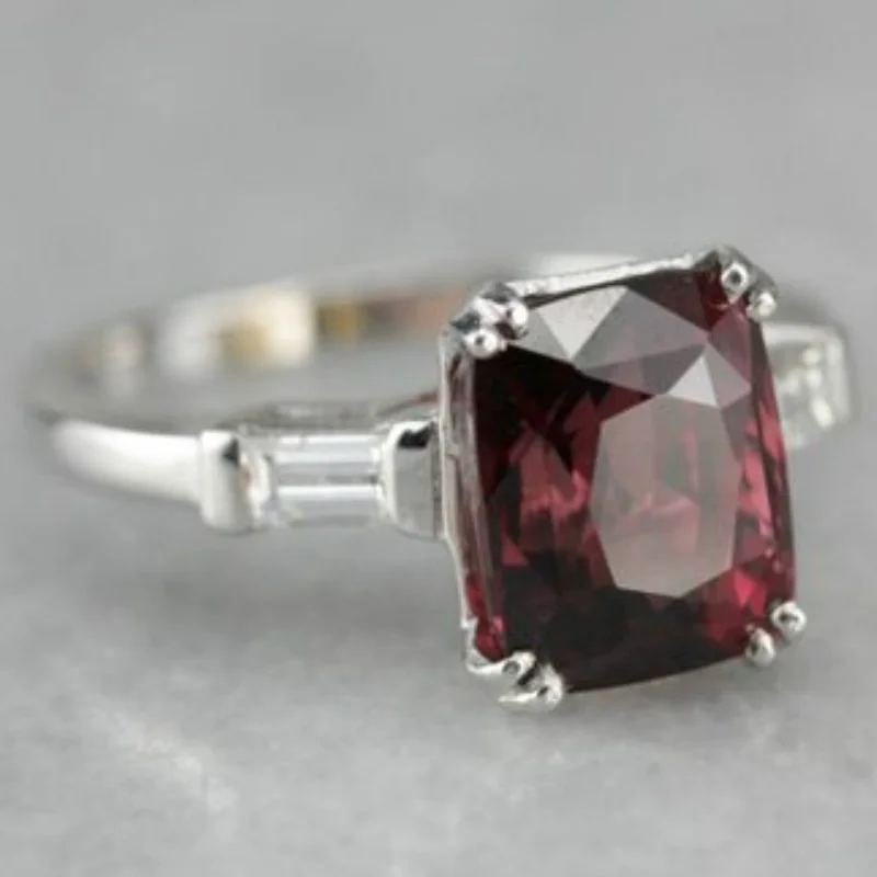 Fashionable Romantic  Garnet Female Creative Engagement Bridal Princess Anniversary Ring Size 6-11 image 4
