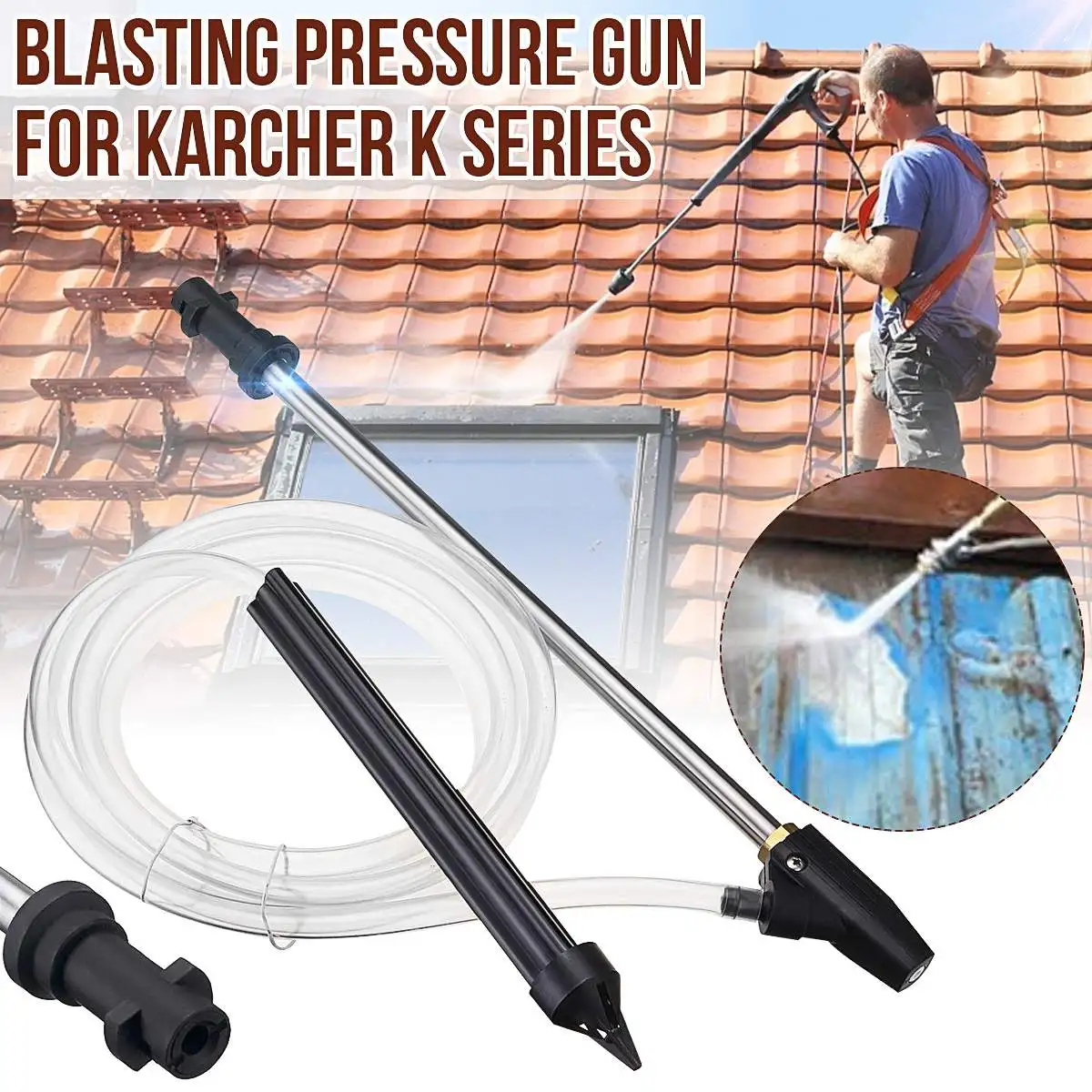 Pressure Washer Sand Blaster Gun Lance Hose Wet Sandblaster Lance High Pressure Water Sandblasting Jet Kit Car Wash Dropship