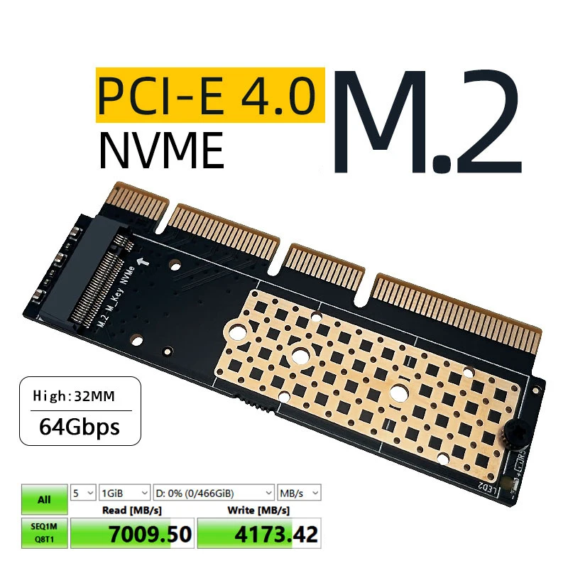 PCIE to M2 Adapter Add On Cards M Key NVME M2 SSD PCIE Adapter M.2 PCIE Card Riser 64G PCI Express 4.0 X4 X8 X16 for Chia Mining