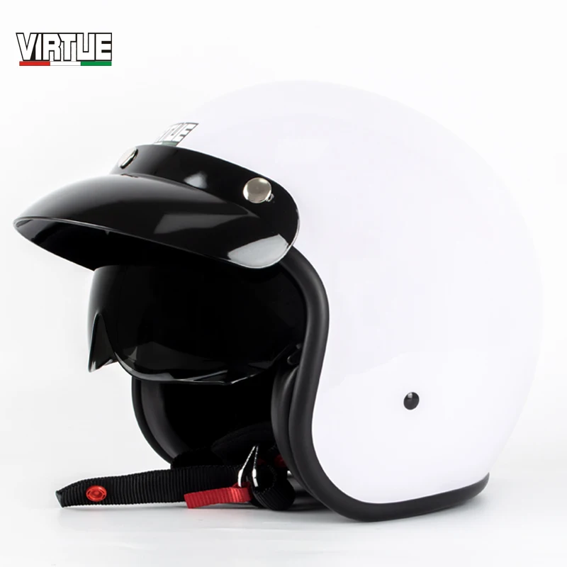 2020 New Virtue Open Face 3/4 Motorcycle Helmet Retro Vintage Motorbike Inner lens included Helm Moto Bike Motocross Helmets