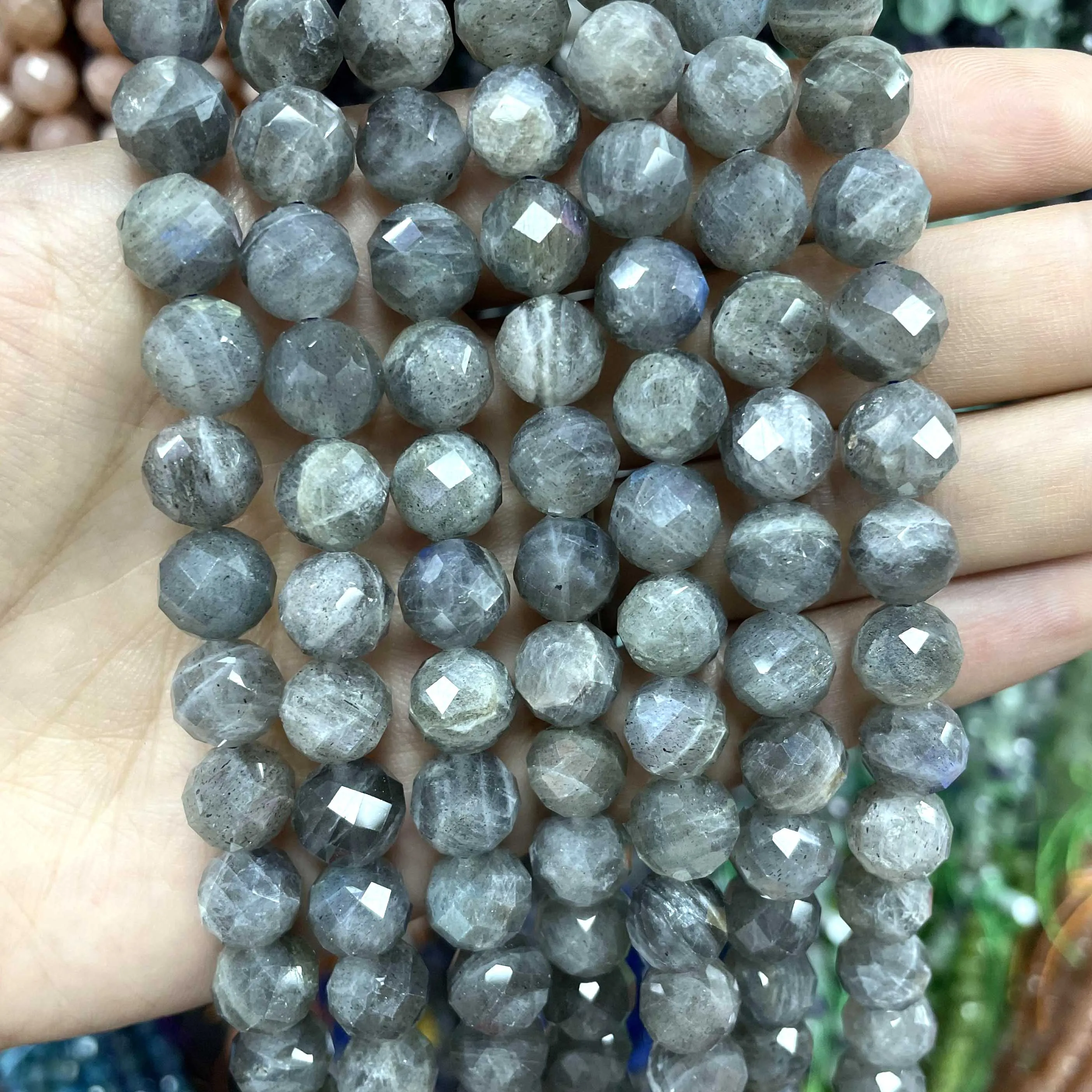 4 6 8 10mm Natural Genuine Faceted Labradorite Loose Spacer Beads For Jewelry DIY Making Bracelet Necklace Earrings Accessories