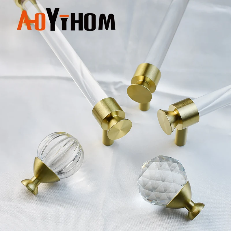 AOYIHOM Nordic Fashion Style Acrylic Drawer And Wardrobe Door Knob Shoe Cupboards Furniture Handle Kitchen Storage Cabinet Pulls