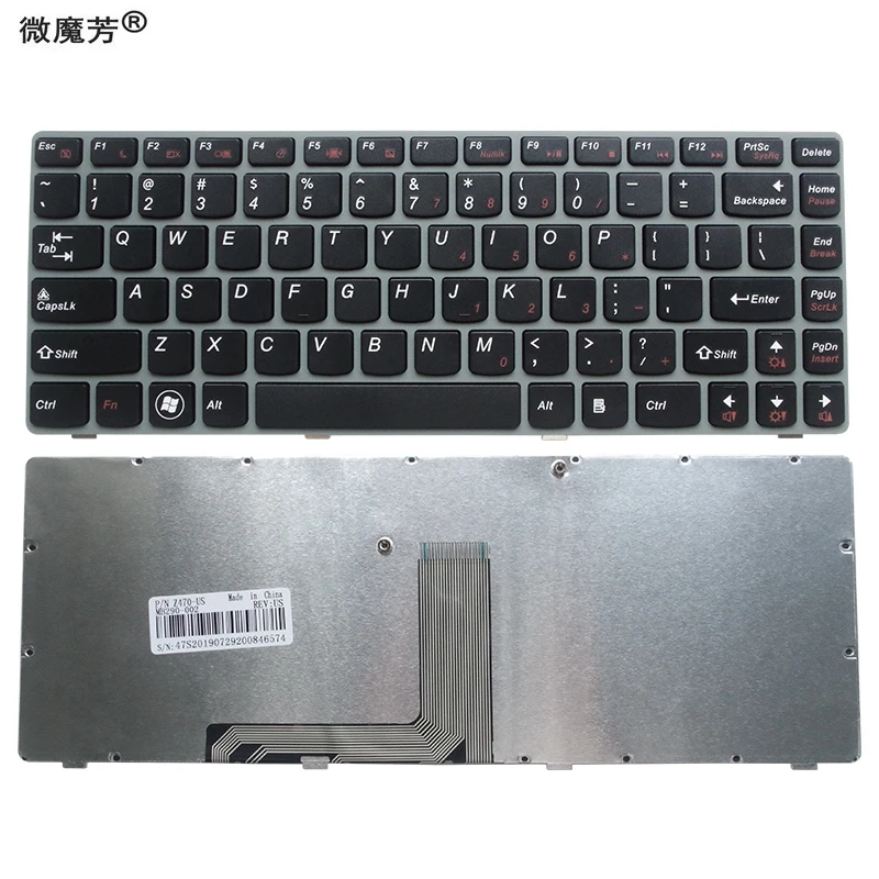 

US gray New English Replace laptop keyboard For Lenovo Z470 AM Z470AT Z470AX Z470K Z470G Z475 Z370 Z370 Z470AM Z470G Z475 Z375