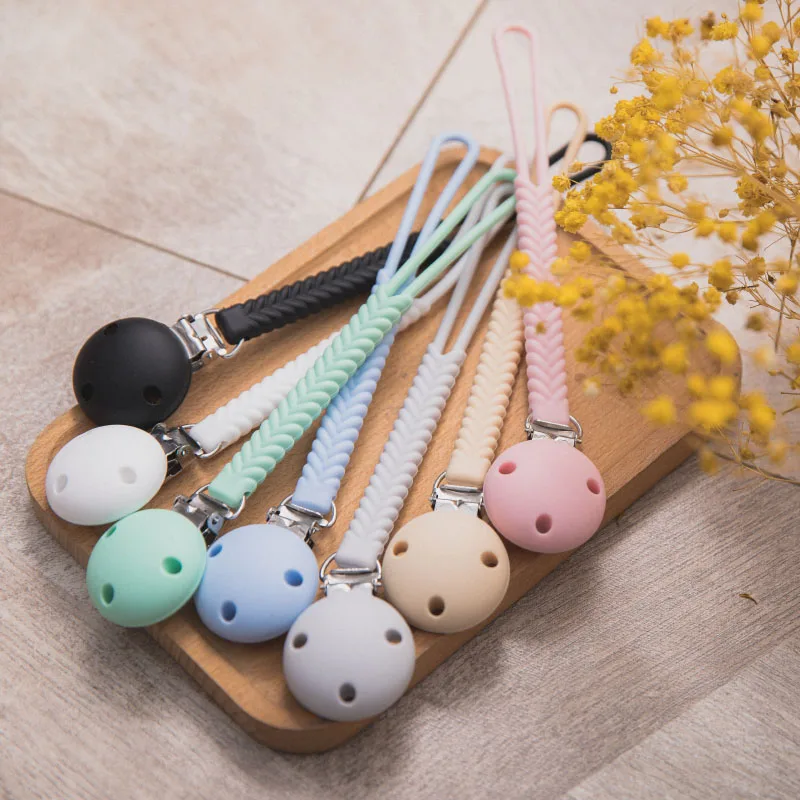 Baby Pacifier Clip Chain Wooden Holder Soother Leash Strap Nipple Holder For Infant Nipple Bottle Clip Chain