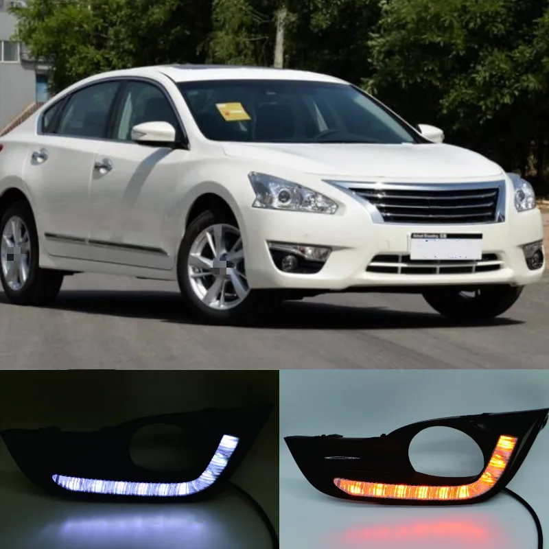 

2Pcs Car LED Daytime Running Lights for Nissan Altima Teana 2013 2014 2015 DRL Front Bumper Driving Turn Signal Light Daylgiht