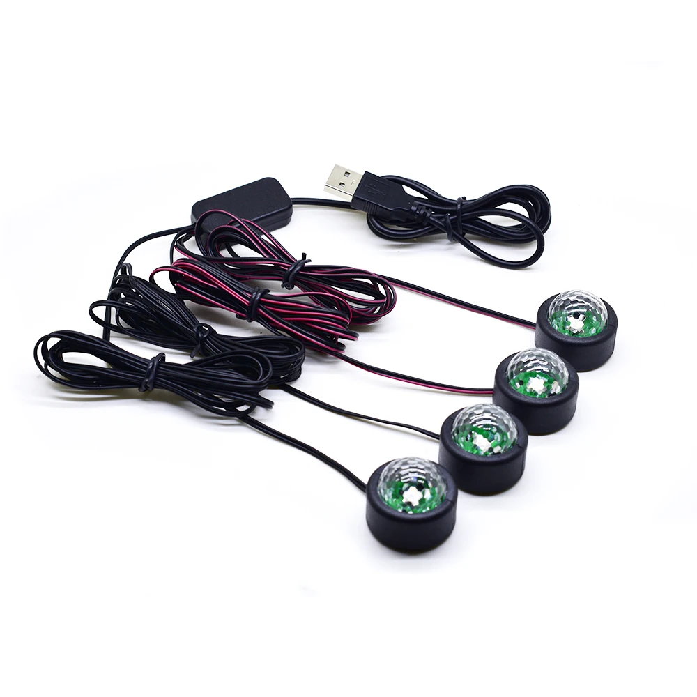 1 Set Car interior soles full of stars light car voice control rhythm one with four colorful led decoration atmosphere light