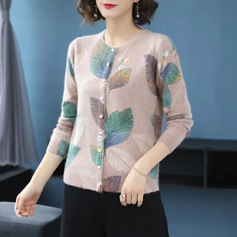 Woman Sweaters Cardigan Spring Autumn Printing Small Cardigan Women\'s Sweater Printing Coat Sweater Loose Sueters De Mujer