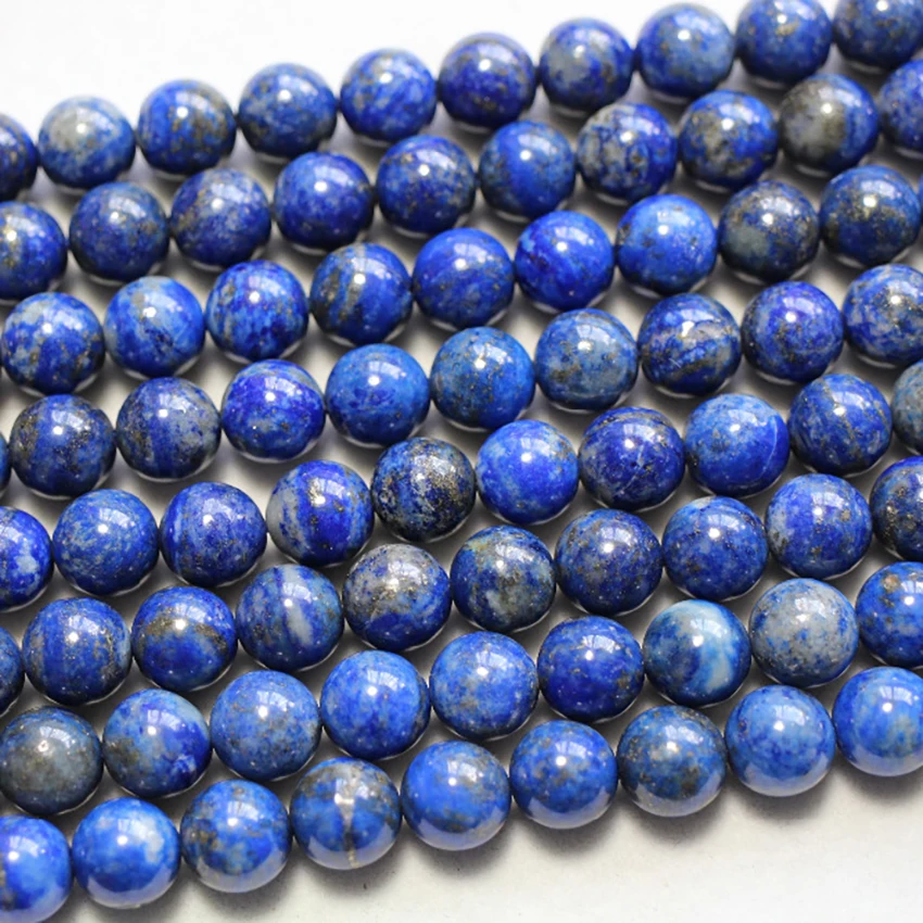 Natural Lapis Lazuli 8mm Smooth Round Stone Loose Beads For Jewelry Making DIY Bracelets Necklace Strands