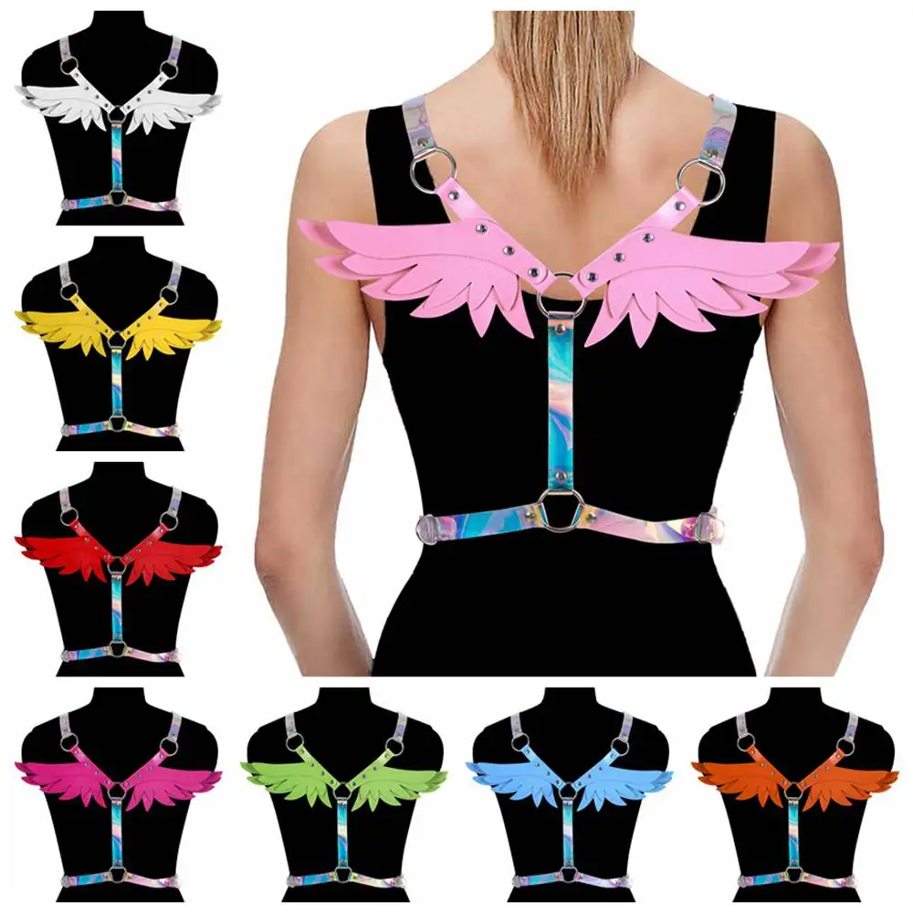 

Body Harness For Women's Angel Wings Accessories Top Leather Material Sword Pole Dance Party Festival Carnival Luxury Products