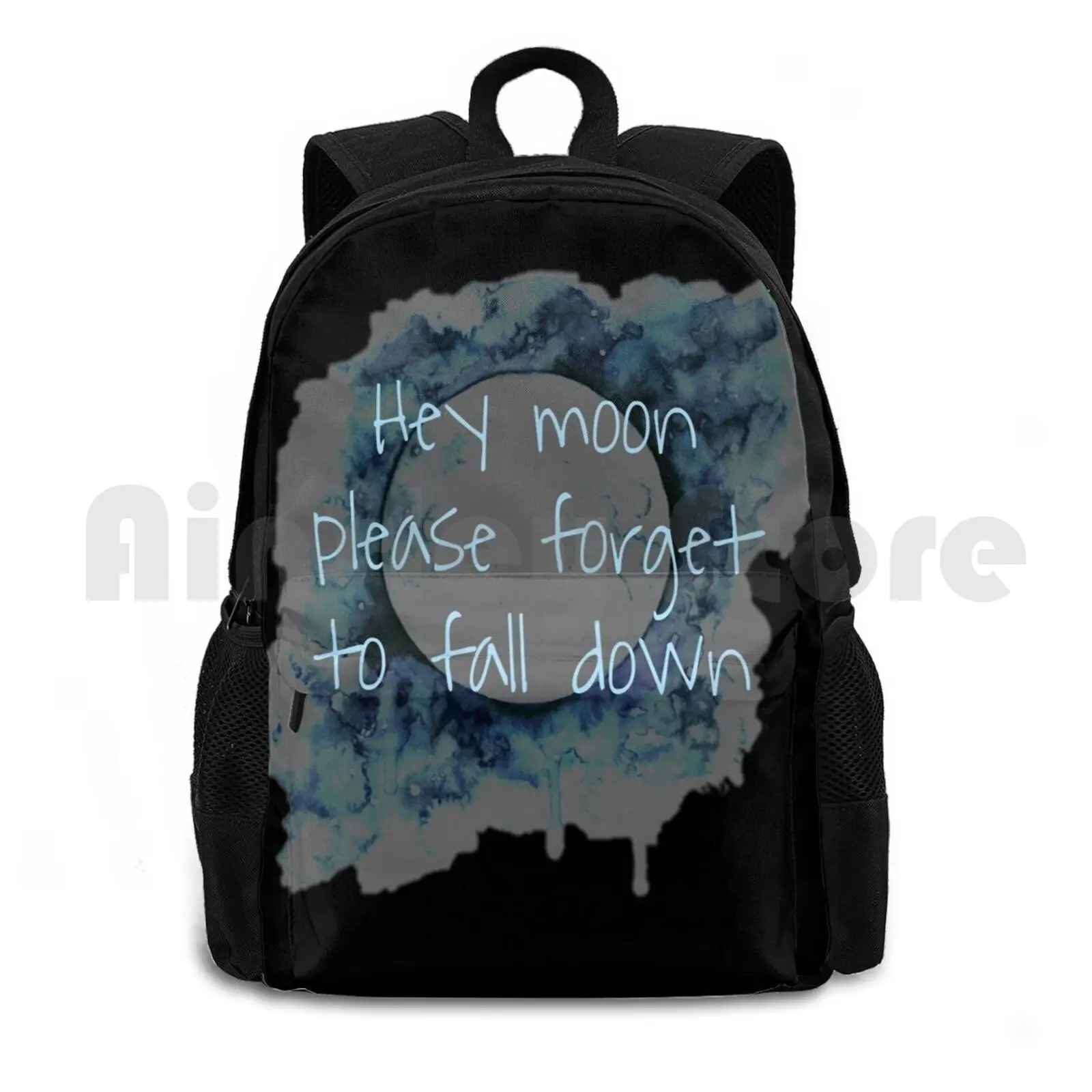 Hey Moon Please Forget To Fall Down Outdoor Hiking Backpack Riding Climbing Sports Bag Tumblr Aesthetic Stars Moon Planet