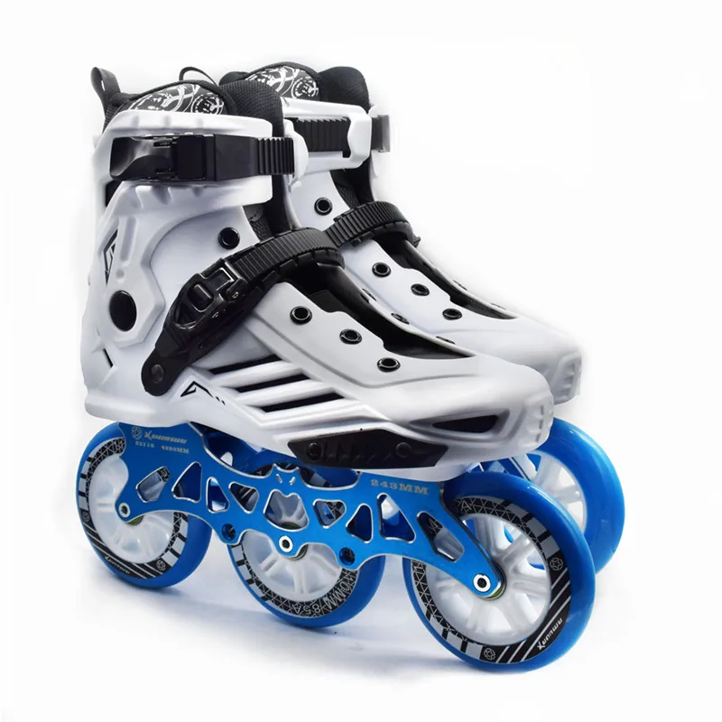 3X110mm adults inline speed skates for 110mm max wheel racing skating shoes with ILQ-9 Bearing CNC alloy 7075 skate frame base