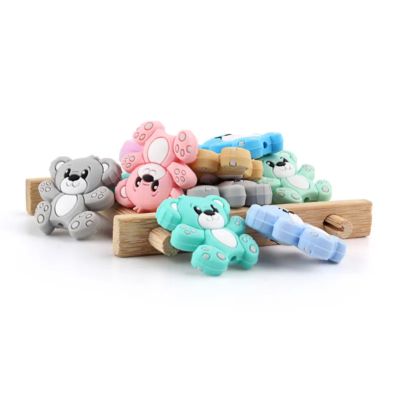 10Pcs Baby Silicone Beads Cartoon Love Stars Bow Koala Animal Silicone Beads Food Grade BPA Free DIY Pacifier Chain Accessories