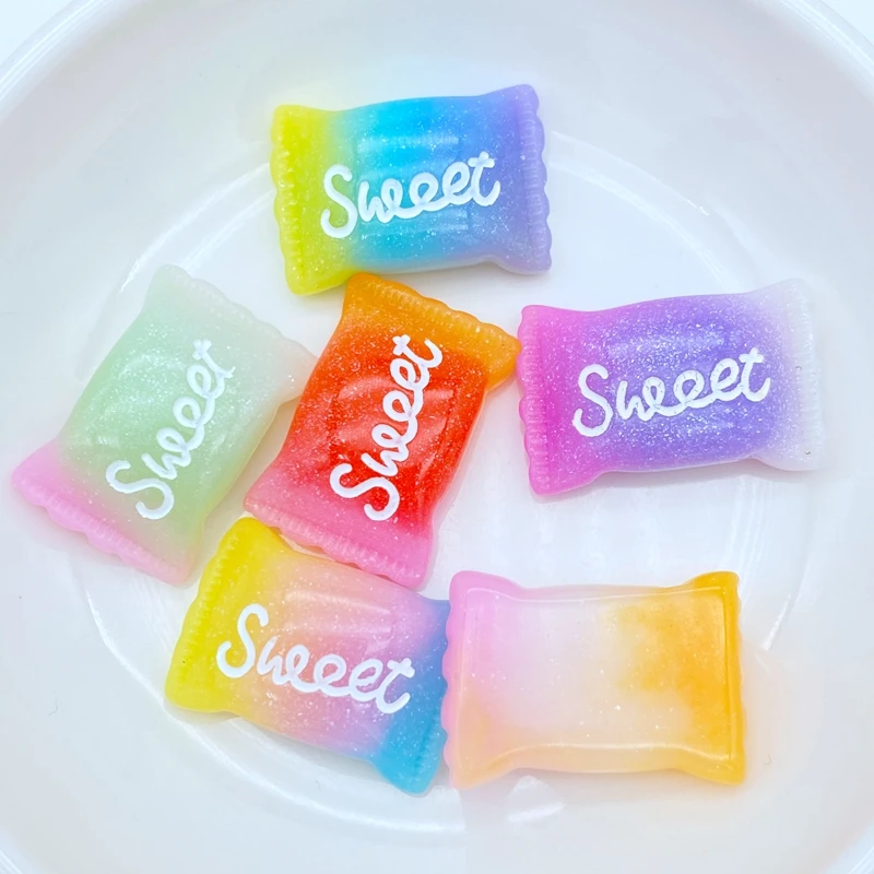 10Pcs Glitter Transparent and shiny candy Decoration Craft Flat back Cabochon Embellishments For Scrapbooking Diy Accessories