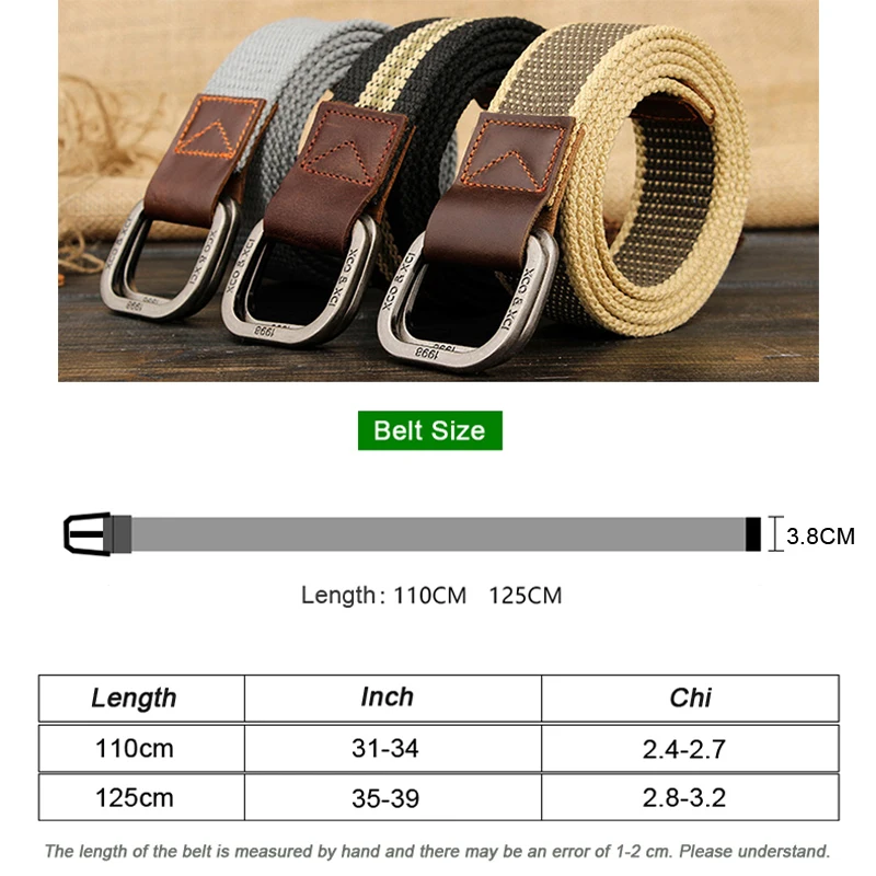 MEDYLA  Belts For Men Double buckle Striped Adult Casual Men Knitted  Belt Man Canvas Lengthen Strap