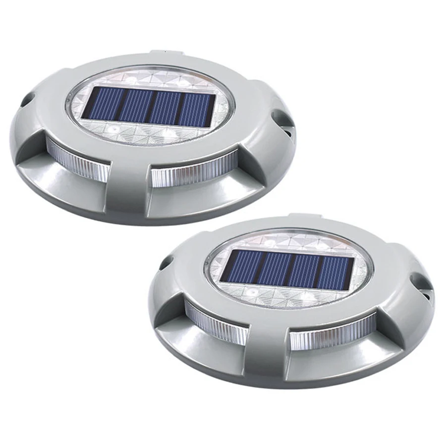 4LED Solar Driveway Path Light Solar Ground Light Outdoor Aluminium LED Dock Step Road Warning Deck Light for Lake Boat Flat