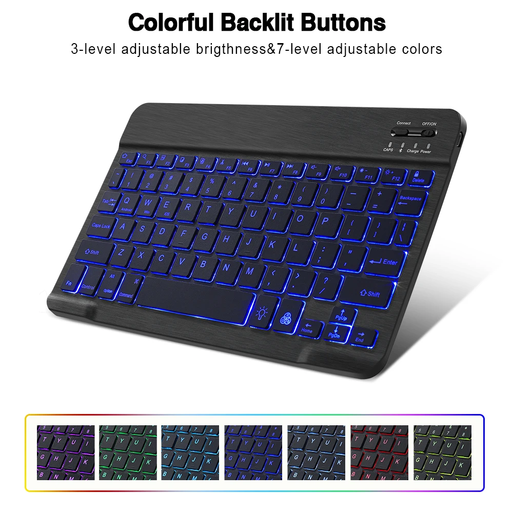 10Inch Mini Wireless Keyboard And Mouse RGB Bluetooth Keyboard Mouse Set Backlight Russian Keyboard For Computer Phone Tablet PC