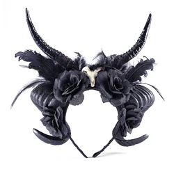 Cosplay Devil Horns Headband Gothic Accessories Girls Head Band Halloween Party Fashion Hair Hoop Christmas Headpiece