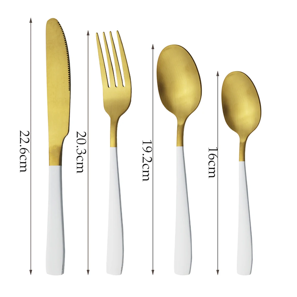 Dinnerware Western Cutlery Spoons Fork Knife Coffee Spoons Stainless Steel White Gold Dinner Set Complete Kitchen Tableware Set