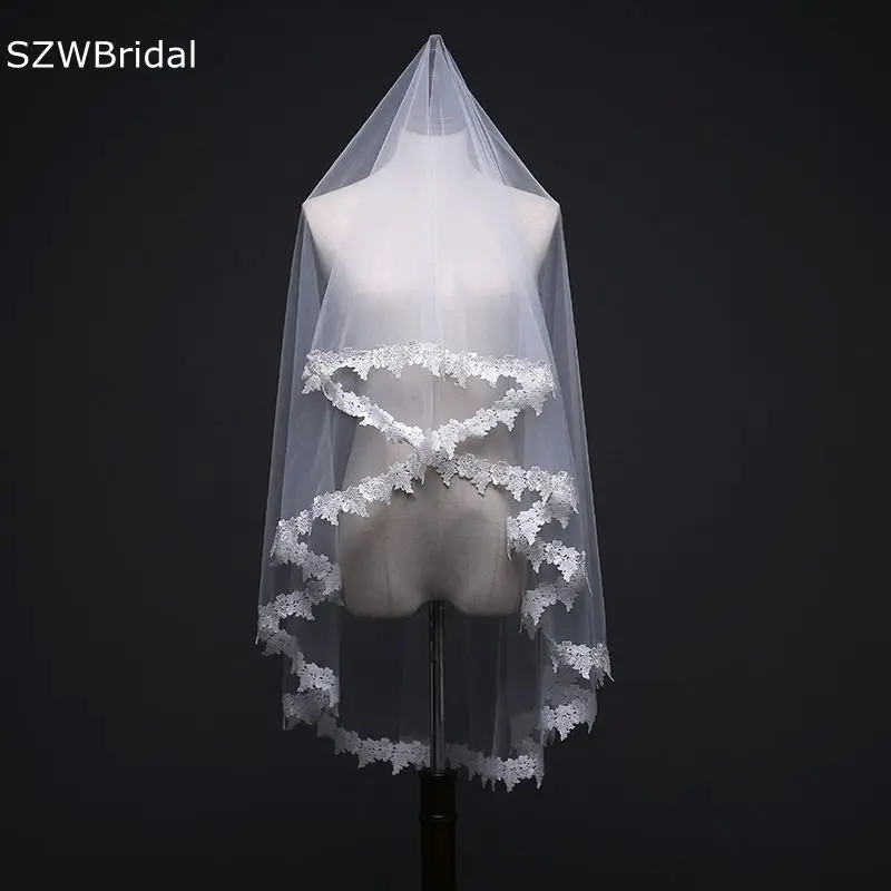 

New Arrival One Layer Short Bridal Veil Lace Edge Wedding accessories Cheap Wedding Veils Welon katedralny Accessori sposa