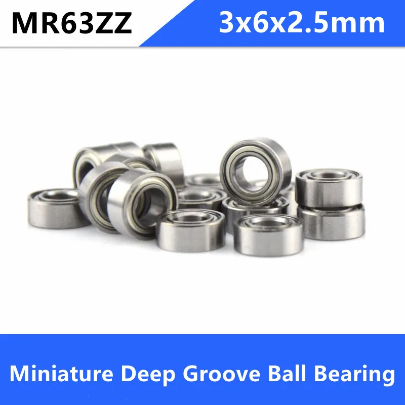 

50pcs-500pcs MR63ZZ 3x6x2.5mm Deep Groove Ball Bearing MR63-2Z MR63Z 3*6*2.5 Miniature Bearings