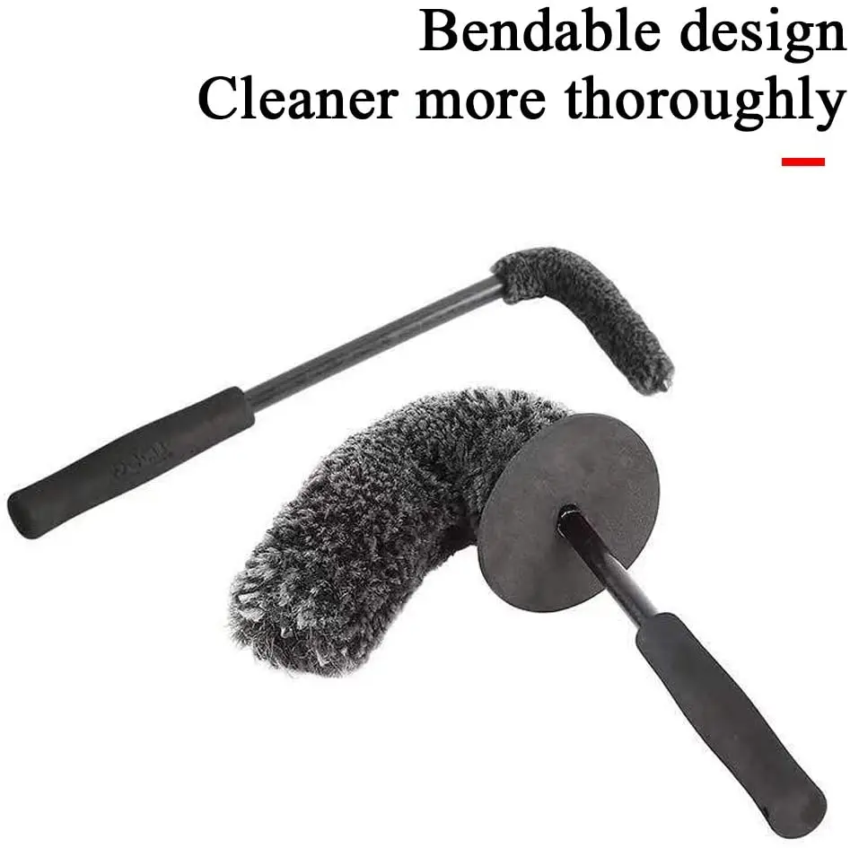 Top Microfiber Premium Wheels Brush Non-Slip Handle Easy Cleaning Rims Spokes Wheel Barrel & Brake Caliper Car Fiber Brush