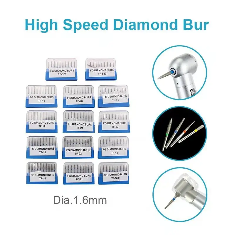 10Pcs/Pack Dental Diamond FG High Speed Burs Drills For Polishing Smoothing Teeth Polishers TF SERIES Dentist Tools Instrument