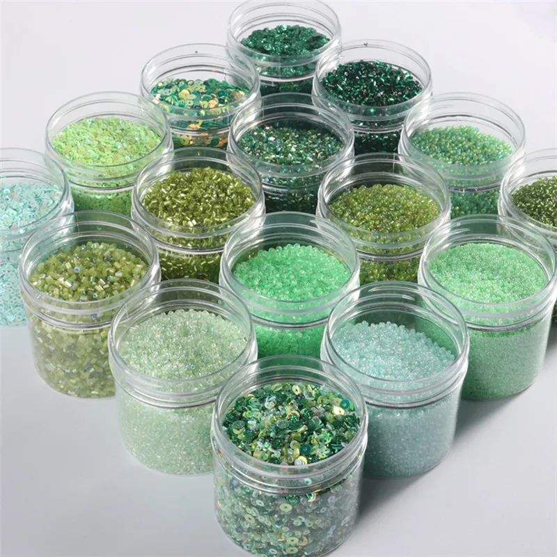 10g1.5-4mm Series [Green Rice Bead Sequin Collection] French Embroidery DIY Handmade Garment Accessories Jewelry Accessories Kit