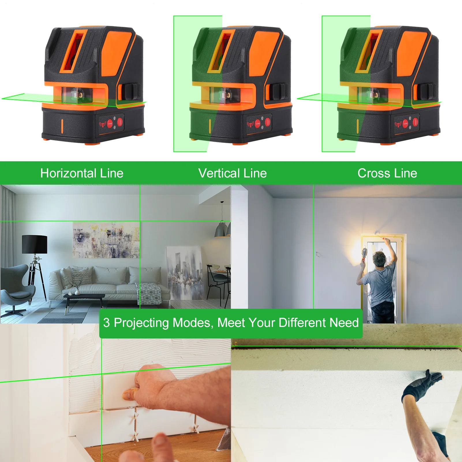 MAKINGTEC Cross Laser Level Self-Leveling 360 Level Line Red Green Beam Lines Laser Horizontal Vertical Magnetic Bracket and Bag