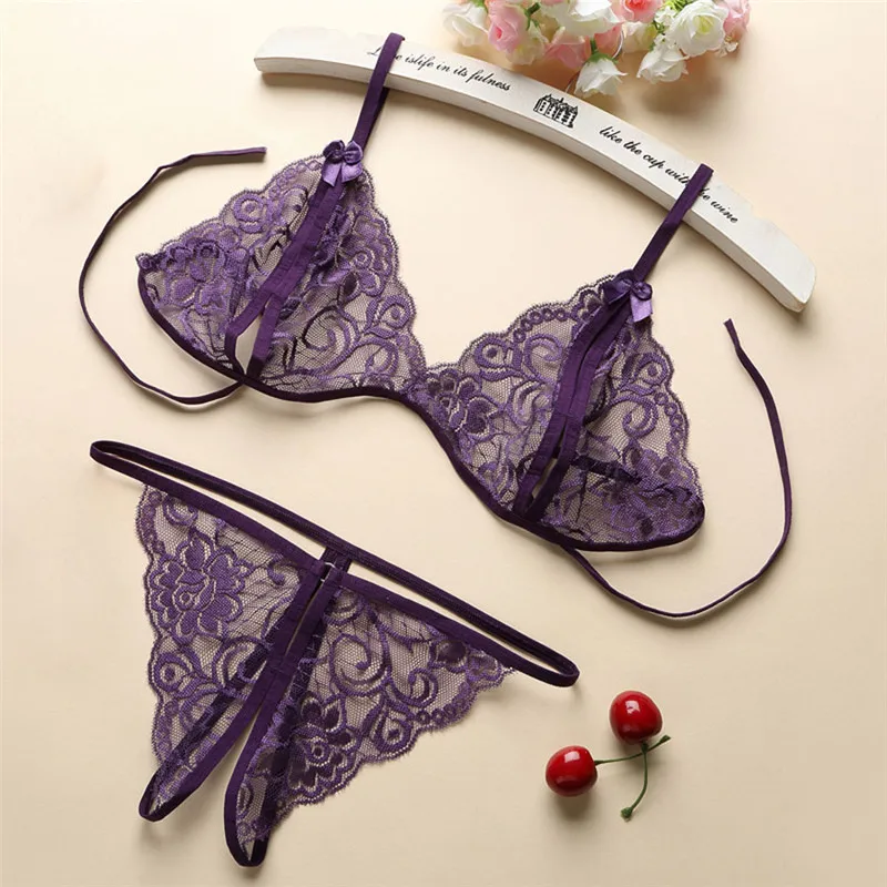 Lace Lingerie Set Sexy Women Open Bra Intimo Donna Sexy Hot Erotic Porno Exotic Apparel Transparent Lenceria Langerie Underwear